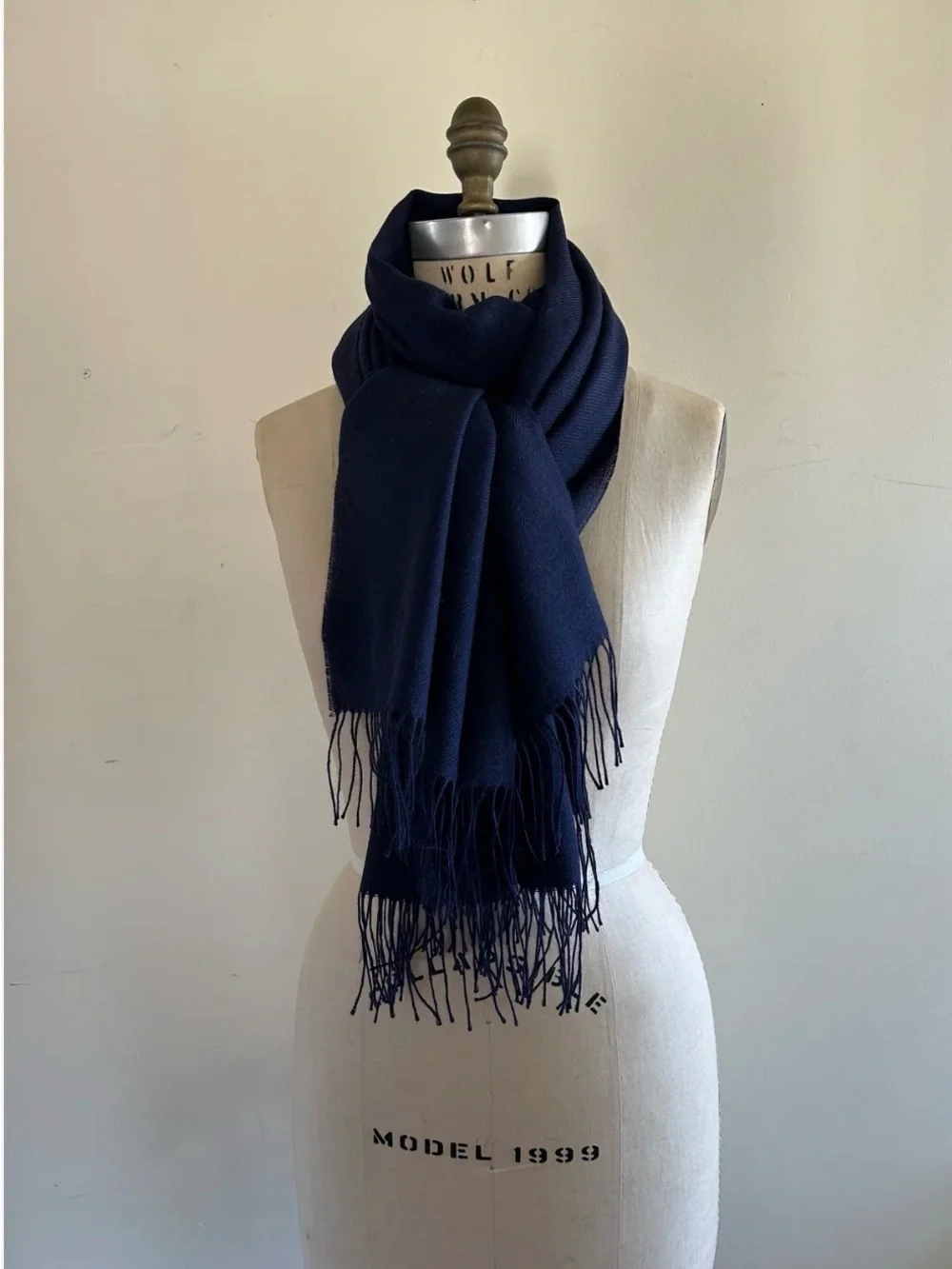Nine West Navy Blue Fringed Scarf Wrap